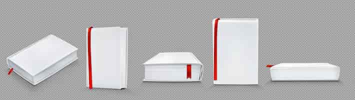 Kostenloser Vektor modell von büchern aus leerem papier mit weißem einband