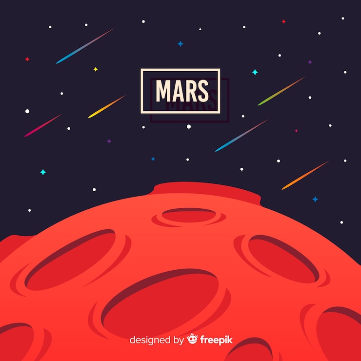Kostenlose Vektor modern mars hintergrund mit flaches design
