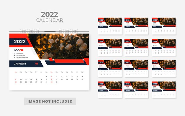 Moderne abstrakte 2022 tischkalender-designvorlage