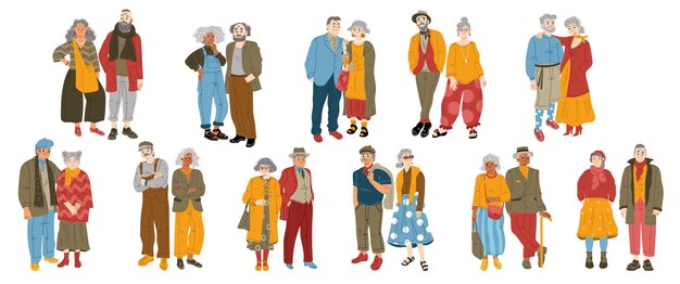 Moderne ältere Paare, trendige alte Leute