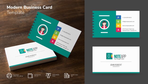 Moderne Aquamarine Und Weisse App Visitenkarte Premium Vektor