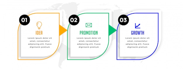 Kostenloser Vektor moderne business professional infografik mit drei schritten