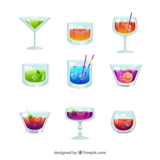 Moderne Cocktailkollektion mit flachem Design