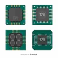 Kostenloser Vektor moderne cpu-sammlung mit flachem design