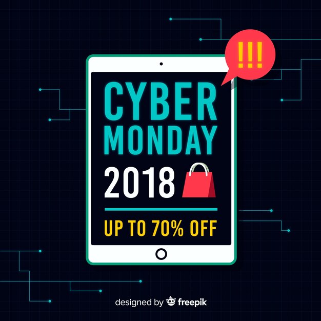 Moderne Cyber-Montag-Zusammensetzung mit flachem Design