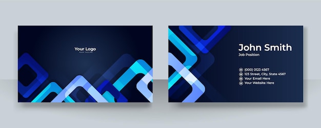 Moderne designvorlage für blaue und schwarze visitenkarten. elegante, professionelle, kreative und saubere visitenkartenvorlage mit corporate identity-konzept. vektor-illustration