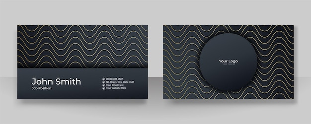 Moderne elegante einfache schwarze goldvisitenkarte-designschablone. kreativer luxus und saubere visitenkarte mit unternehmenskonzept. vektor-illustration-druckvorlage.