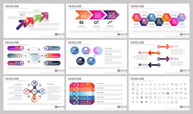 Moderne elemente von infografiken für präsentationen vorlagen Premium Vektoren