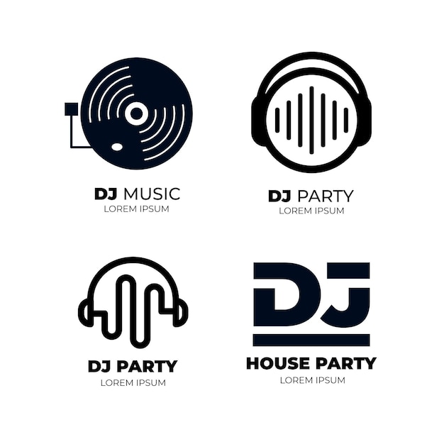 Moderne flache dj-logo-sammlung