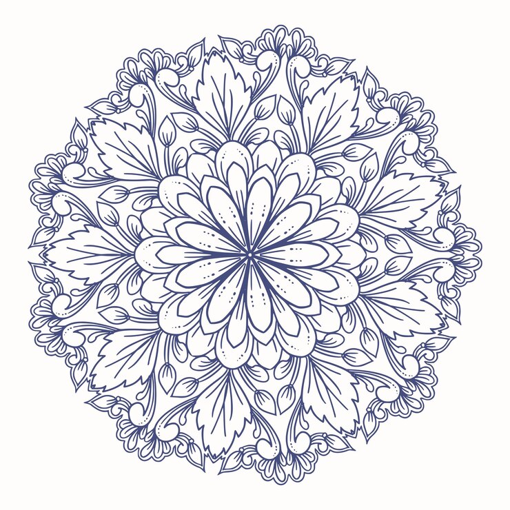 Kostenlose Vektor moderne florale dekorative mandala auf weißem hintergrund