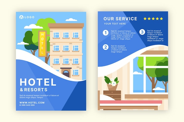 Moderne hotelfliegervorlage mit illustration