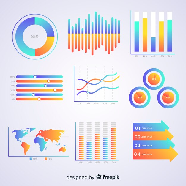 Moderne infographic Elementsammlung mit Steigungart