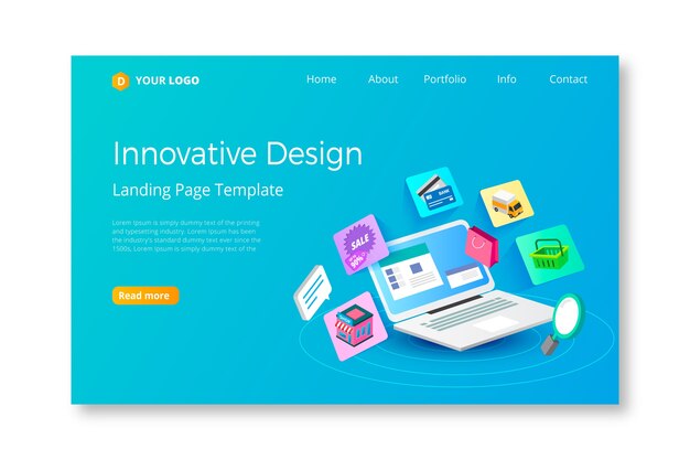 Moderne Landingpage mit Laptop