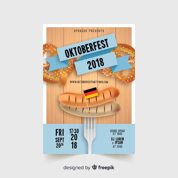 Kostenloser Vektor moderne oktoberfest-fliegerschablone mit realistischem design