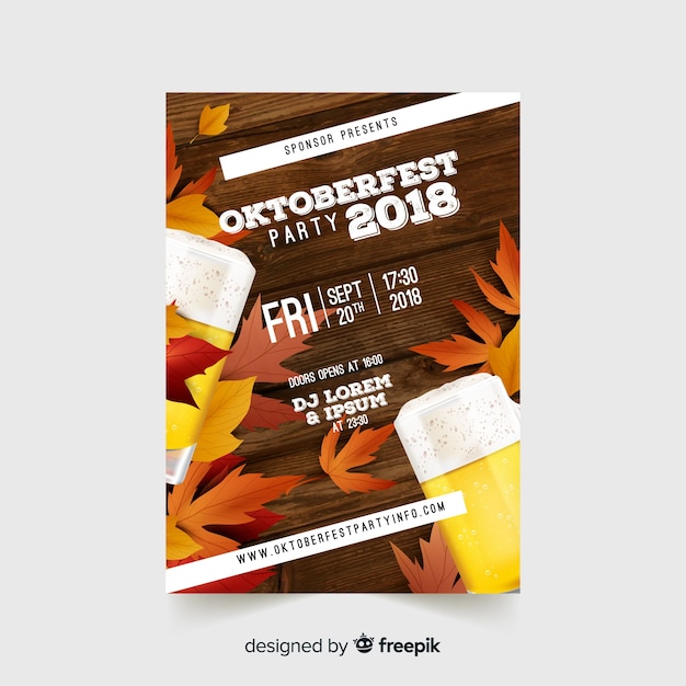 Moderne oktoberfest-fliegerschablone mit realistischem design