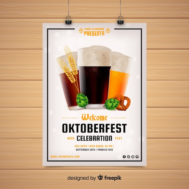 Kostenloser Vektor moderne oktoberfest-flyer vorlage