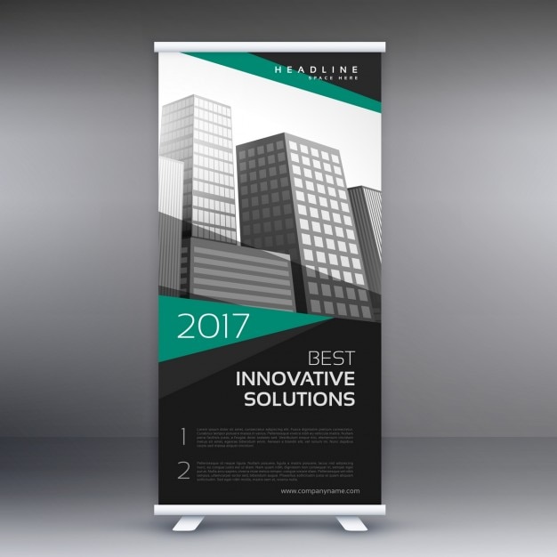 Kostenloser Vektor moderne roll-up-banner-design für business-präsentation