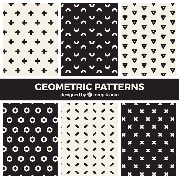 Moderne Sammlung von schwarzen und weißen geometrischen Mustern