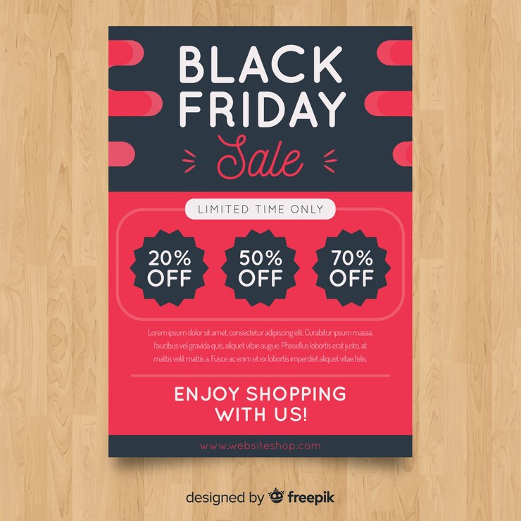 Kostenlose Vektor moderne schwarze freitag flyer vorlage mit flachen design
