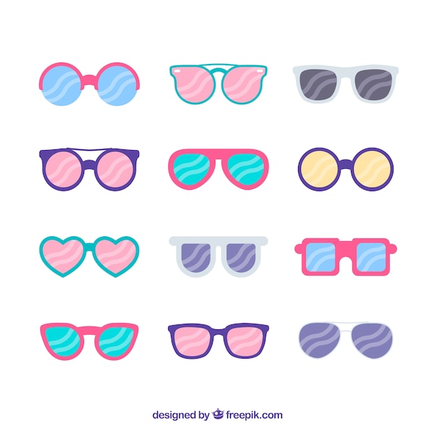 Moderne Sonnenbrille Sammlung in flachen Stil