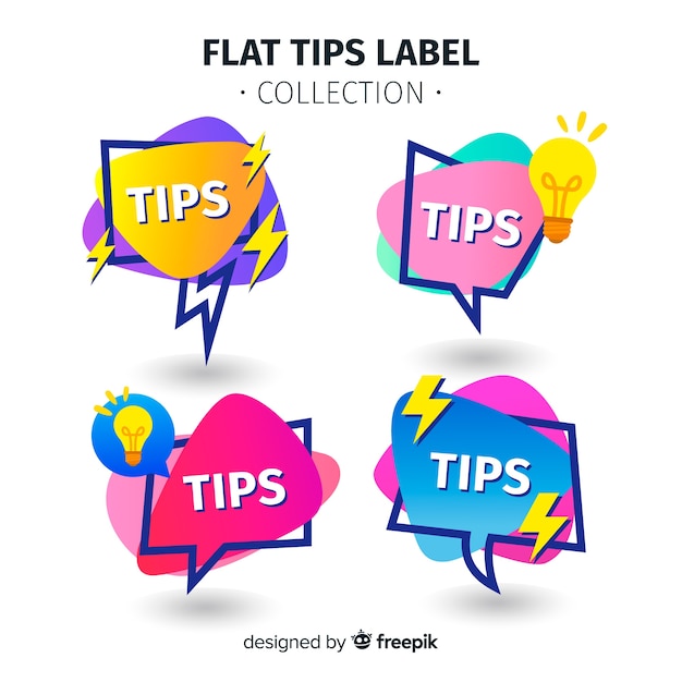 Moderne tipps label-kollektion mit flachem design