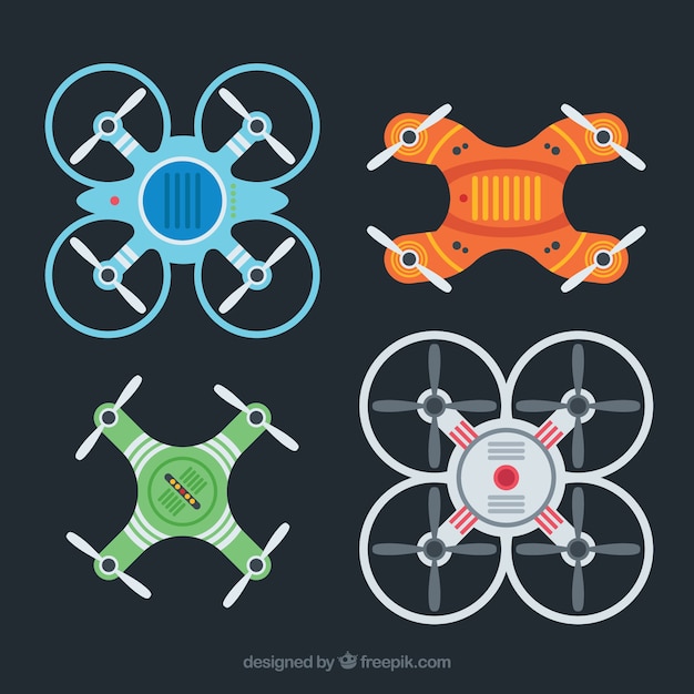 Moderne Vielfalt an bunten Drohnen