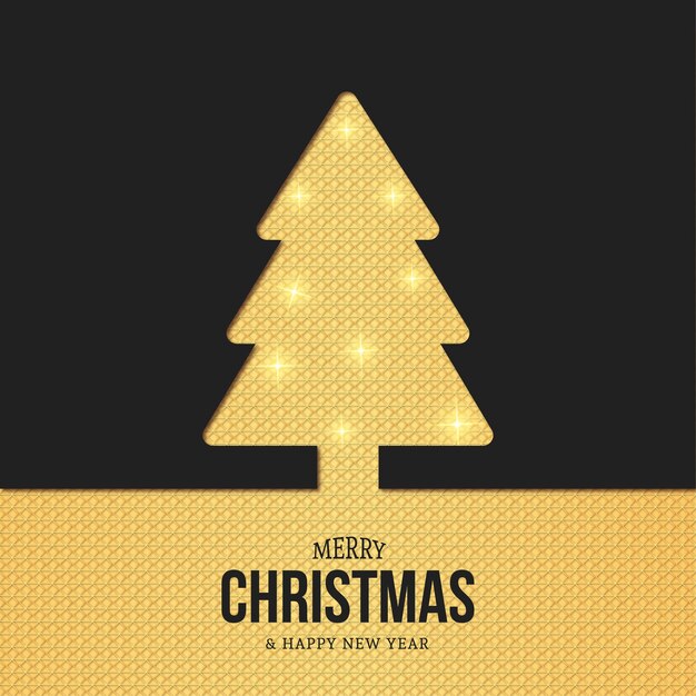 Moderne Weihnachtsbaumschattenbildkarte mit Goldbeschaffenheit
