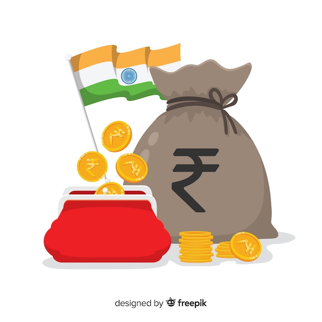 Moderne Zusammensetzung der indischen Rupien
