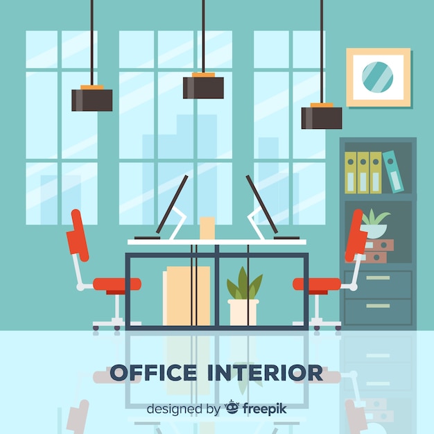 Moderner Büroinnenraum mit flachem Design