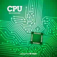 Kostenloser Vektor moderner grüner cpu-hintergrund