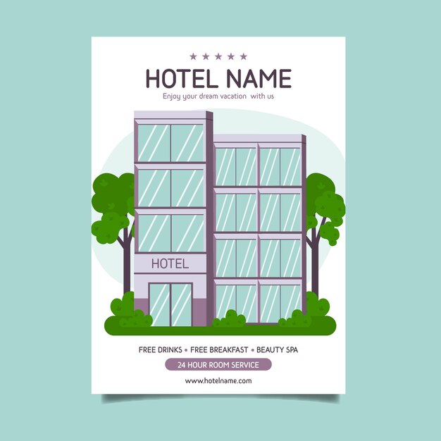 Moderner Hotelinformationsflyer illustriert