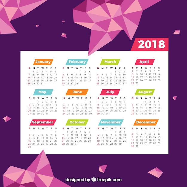 Moderner kalender 2018