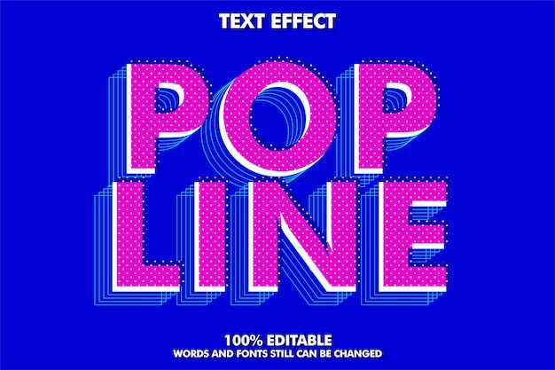 Kostenloser Vektor moderner pop-art-texteffekt mit punktmuster und geschichtetem strich