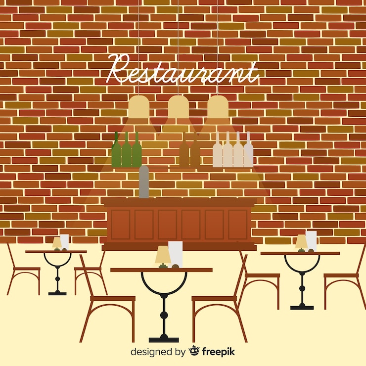 Kostenlose Vektor moderner restaurantinnenraum mit flachem design