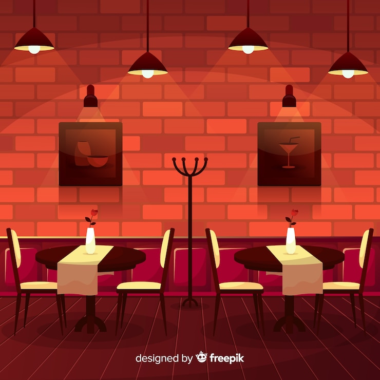 Kostenlose Vektor moderner restaurantinnenraum mit flachem design