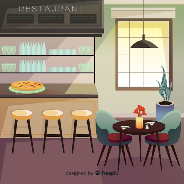 Moderner Restaurantinnenraum mit flachem Design
