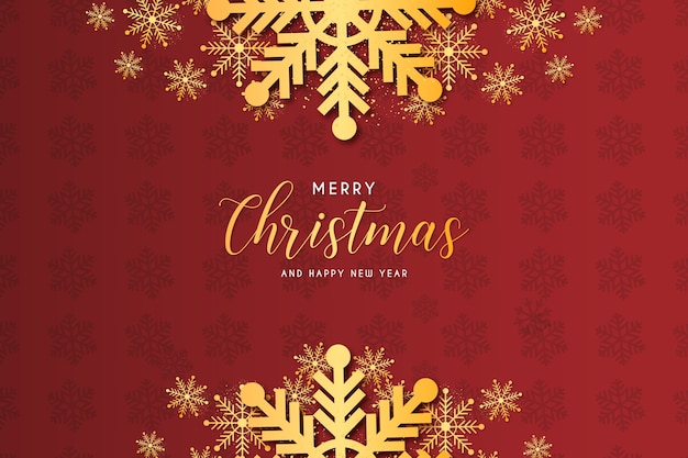 Moderner Weihnachtsrahmen mit goldener Schneeflocken-Hintergrund-Zusammensetzungsschablone