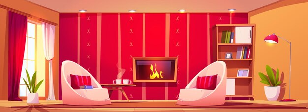 Moderner Wohnzimmerinnenraum mit Kamin