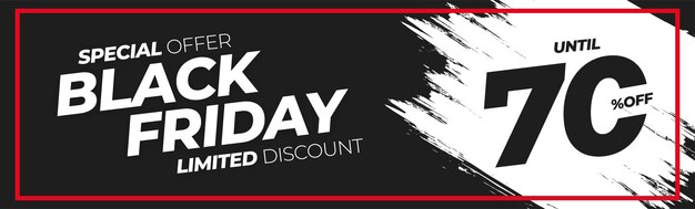 Modernes Black Friday Rabatt Horizonta Banner mit Splash Hintergrund