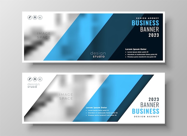 Modernes blaues professionelles facebook-cover oder header-set von zwei