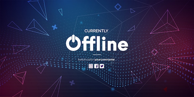 Modernes derzeit offline-banner mit abstraktem hintergrund für twitch