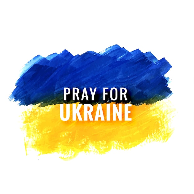 Kostenloser Vektor modernes flaggenthema betet für die ukraine mit pinselstrichdesign