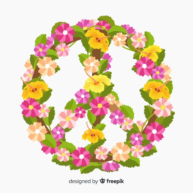 Modernes Friedenssymbol mit Blumenart