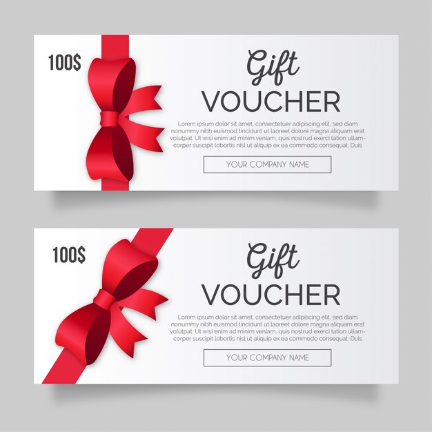 Modernes Geschenkgutscheinpaket mit roter Schleife