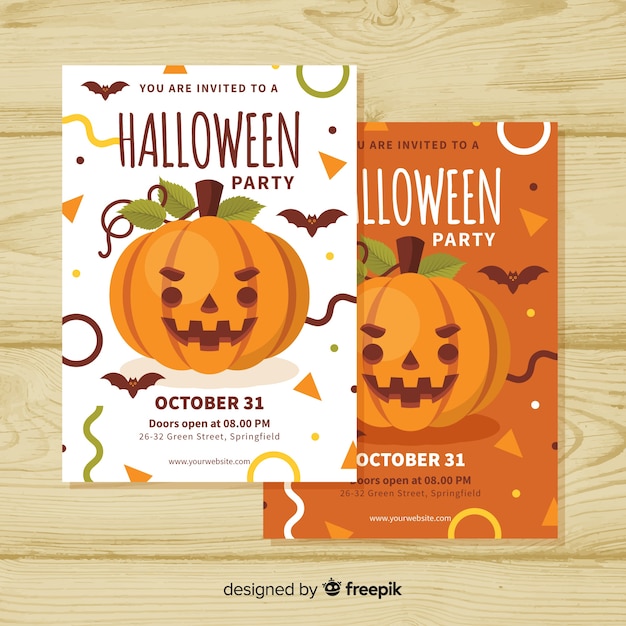 Modernes halloween-partyplakat mit flachem design