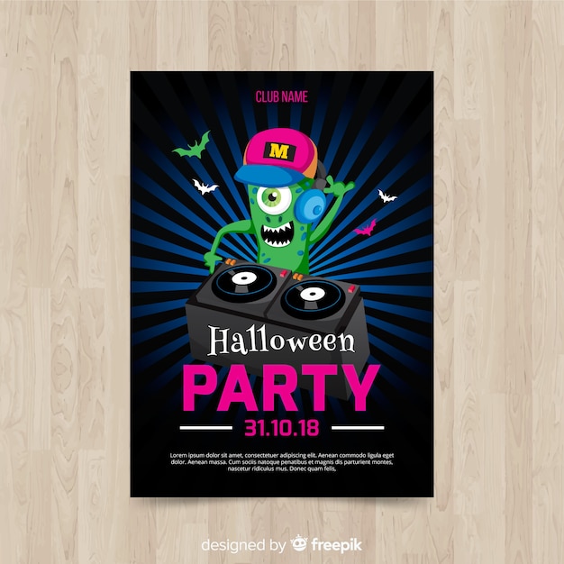 Modernes halloween-partyplakat mit flachem design