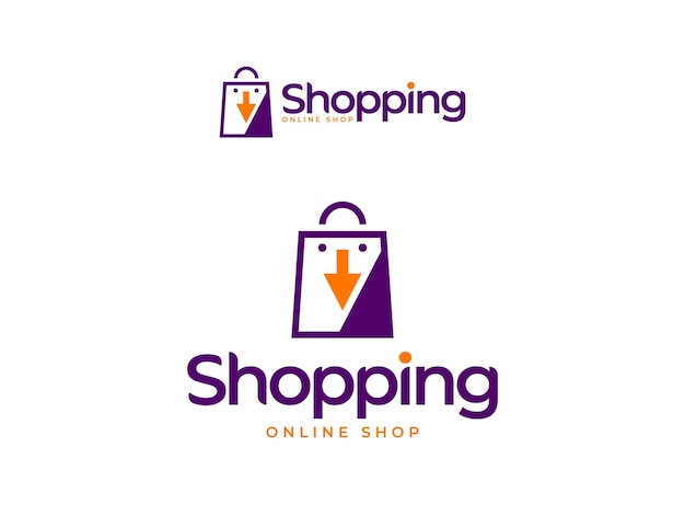 Online shop logo design konzept vorlage vektor. e-commerce-logo-design