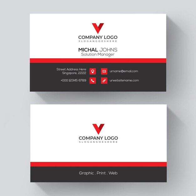 Modernes schwarz-rotes Visitenkarten-Design