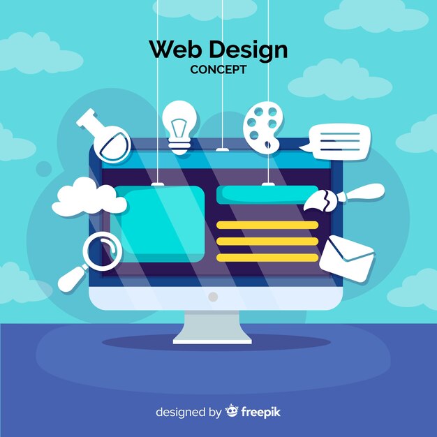 Modernes Webdesignkonzept mit flacher Art