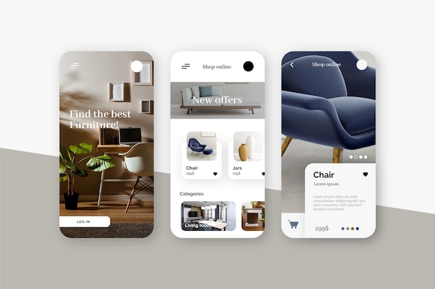 Kostenloser Vektor möbel einkaufen app design